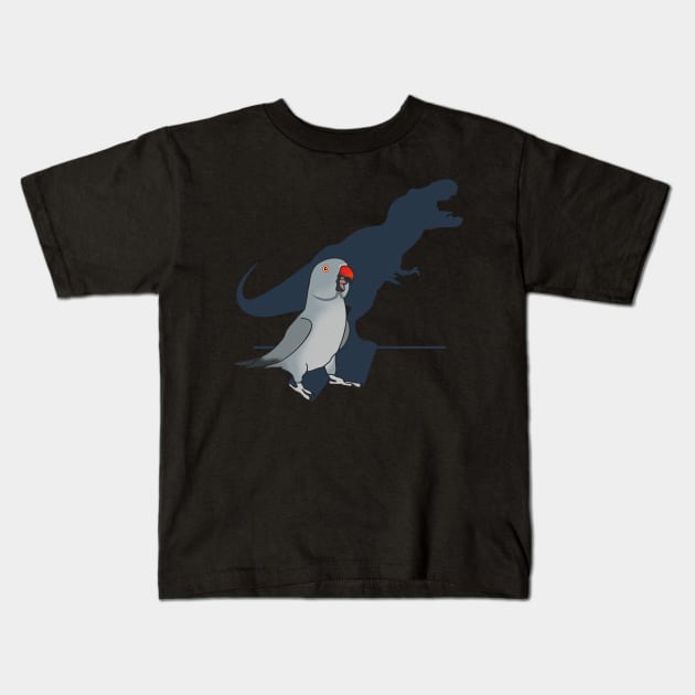 t-rex grey indian ringneck Kids T-Shirt by FandomizedRose